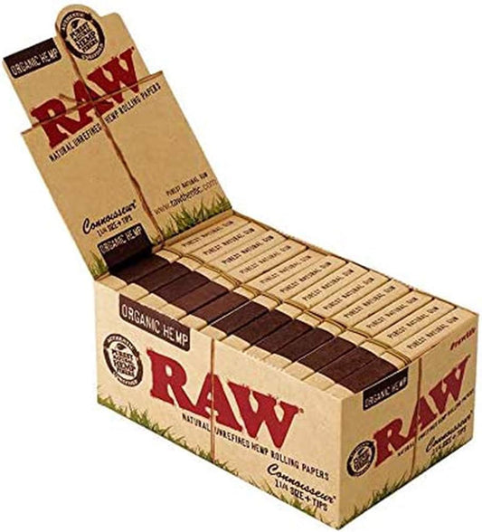 RAW Organic Connoisseur 1  1/4 Rolling Papers + Tips