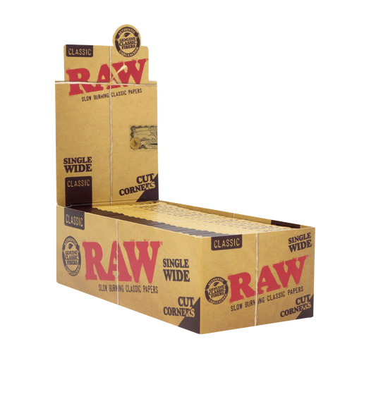 RAW Classic Single Wide Rolling Papers Cut Corners